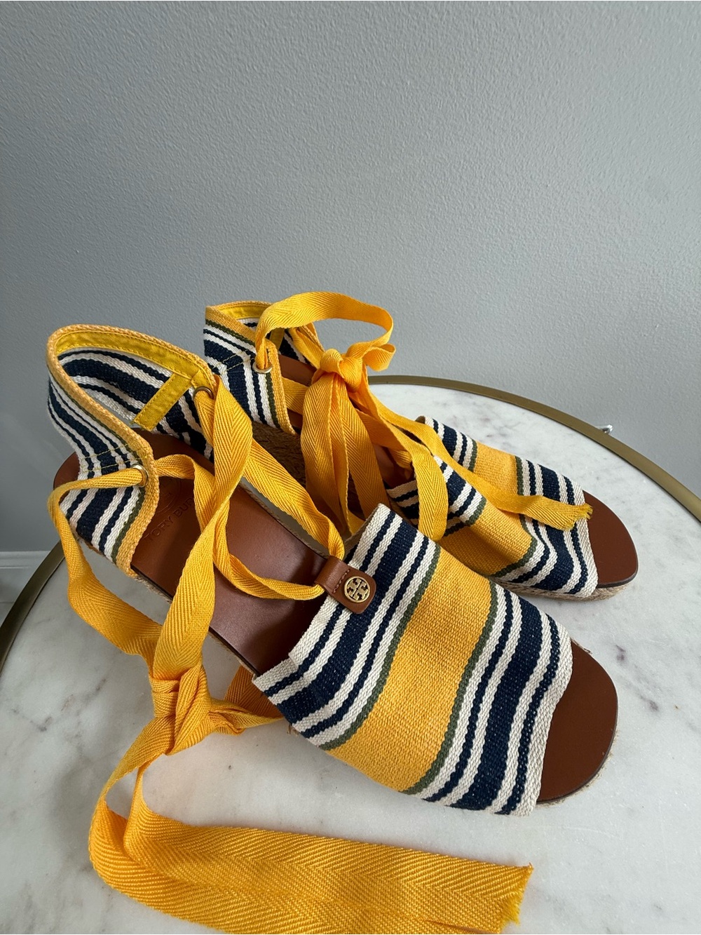 Tory Burch Espadrille Wedge Sandals with Tie Ankle - Picture 2 of 6